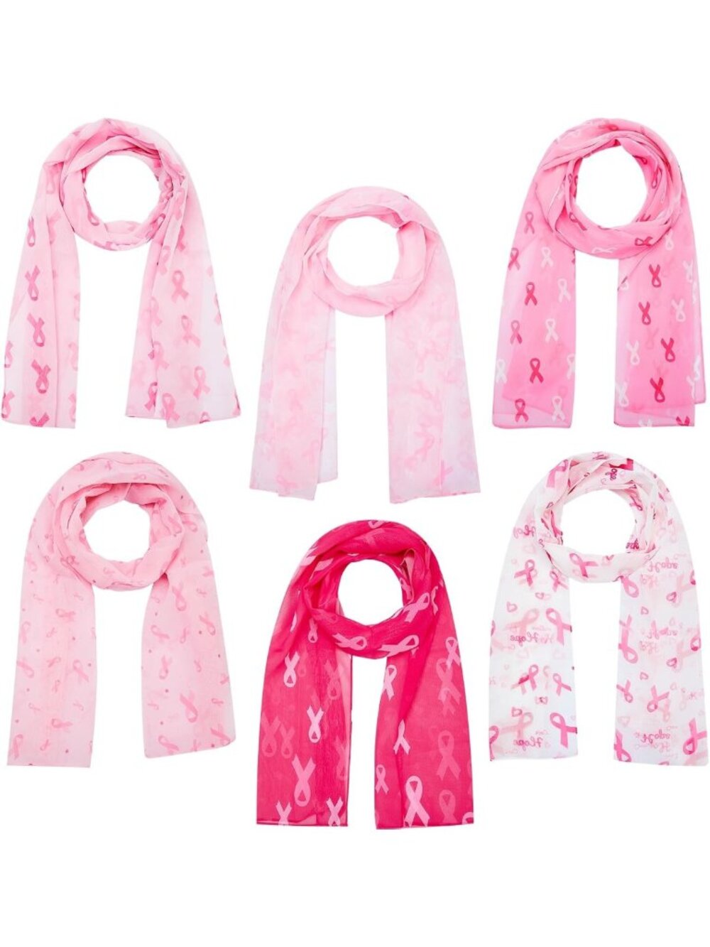6 Pcs Women's Pink Scarves Set - Festive Accessories & Perfect Gift Idea